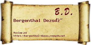 Bergenthal Dezső névjegykártya